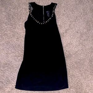 Gently Worn Black Fishnet Jeweled Black zippered Back Dress